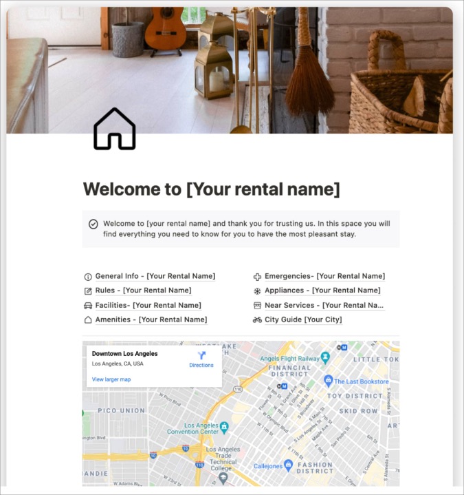 plantilla de noción de airbnb