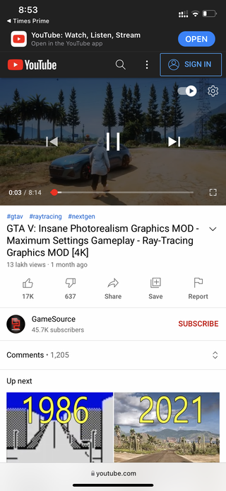 YouTube en el navegador