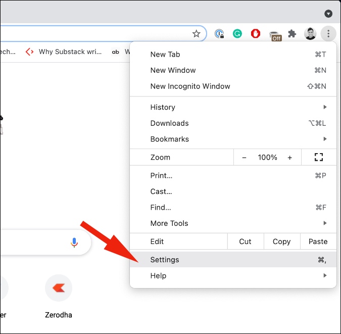 Abra la configuración de Google Chrome