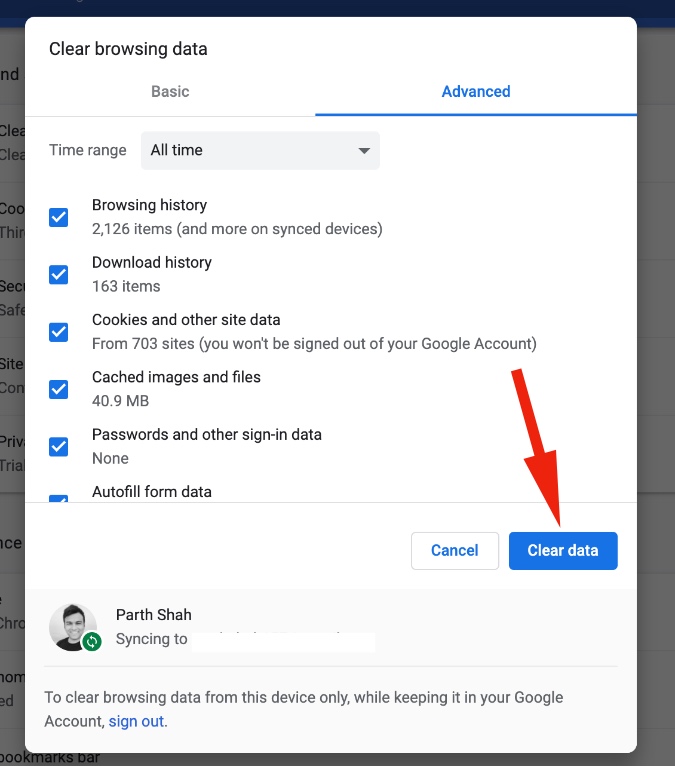 Borrar datos de Chrome