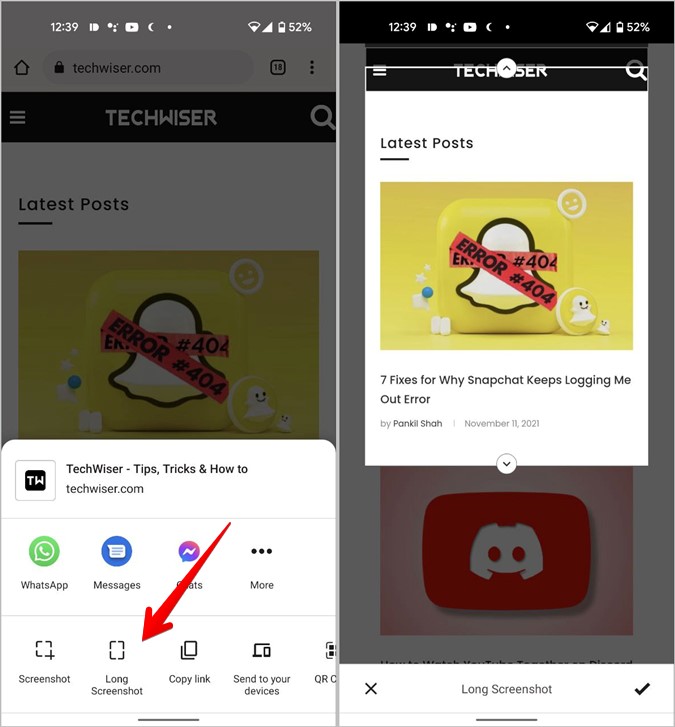 Android 12 Scrolling Captura de pantalla Chrome Long