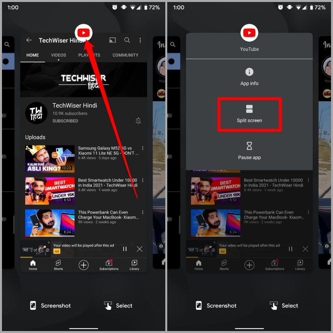 Pantalla dividida en Android