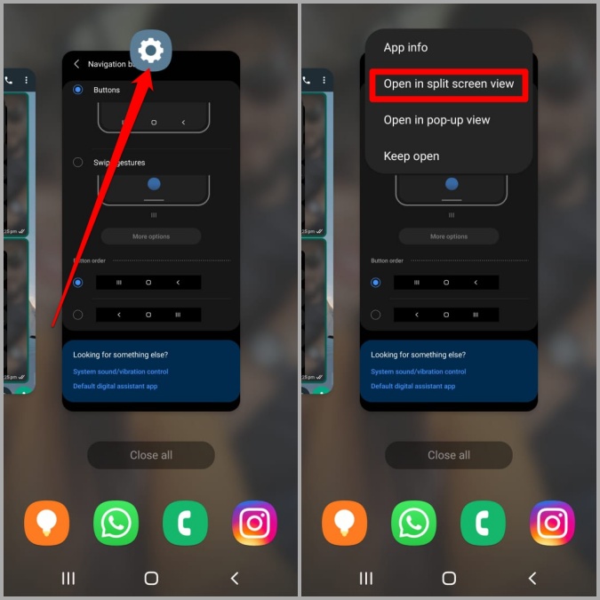 Abra la aplicación en la pantalla dividida en Samsung