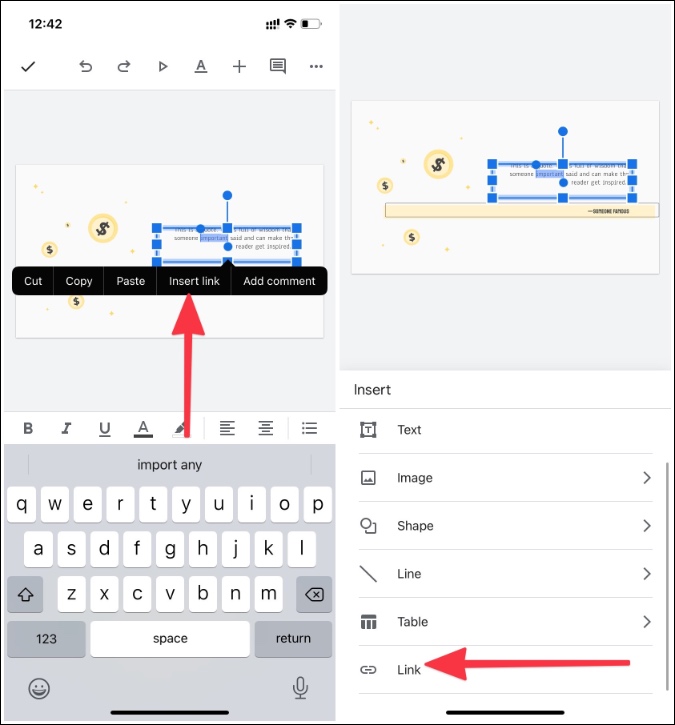 Agregar video al texto en Google Slides Mobile