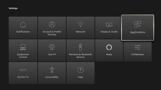 Menú de aplicaciones Fire TV Stick