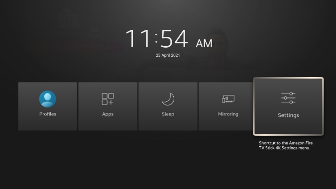 Menú de configuración de Fire TV