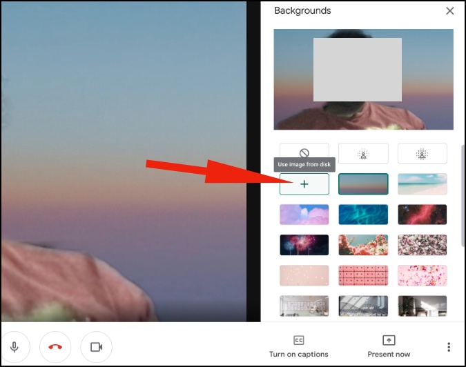 Cambiar los antecedentes de Google Meet