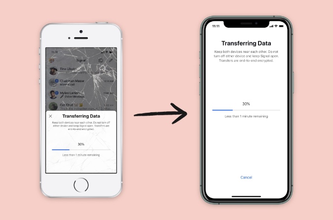 Restaurar mensajes de señal en iPhone