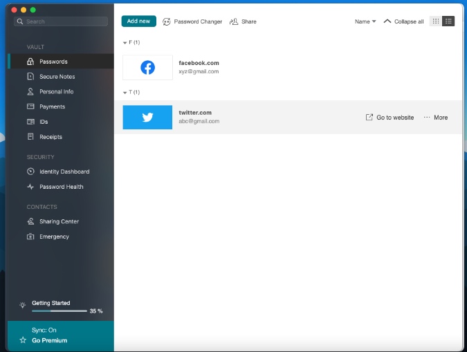 Dashlane Inicio
