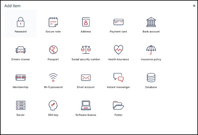 LastPass Agregar elemento