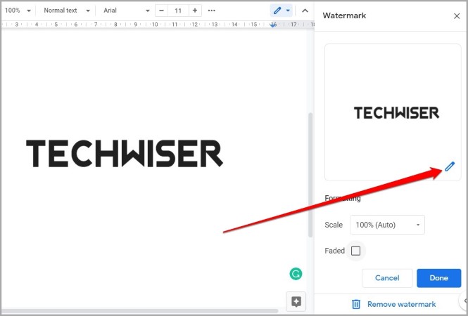 Documento de marca de agua en Google Docs