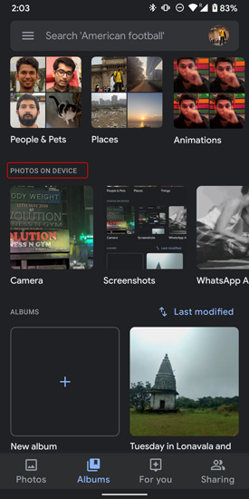 Fotos locales en Google Photos