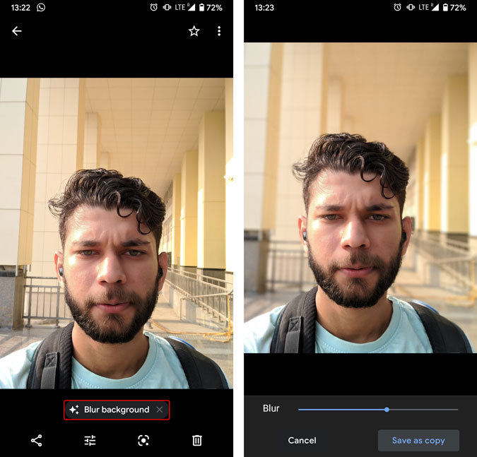 Desenfumar potraits en Google Photos