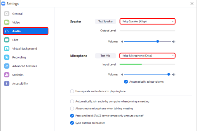 Change_default_speaker_and_microphone: eliminar el ruido de fondo de las llamadas de zoom