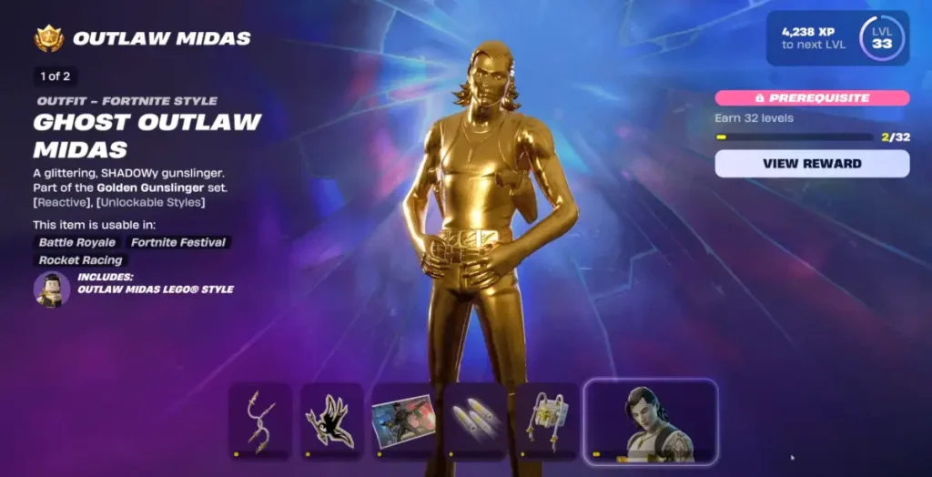 Fortnite Outlaw Midas recompensas y cómo desbloquearlas