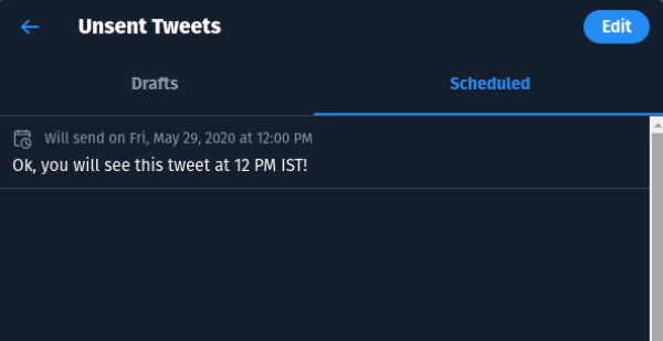 Tweets programados para verificar