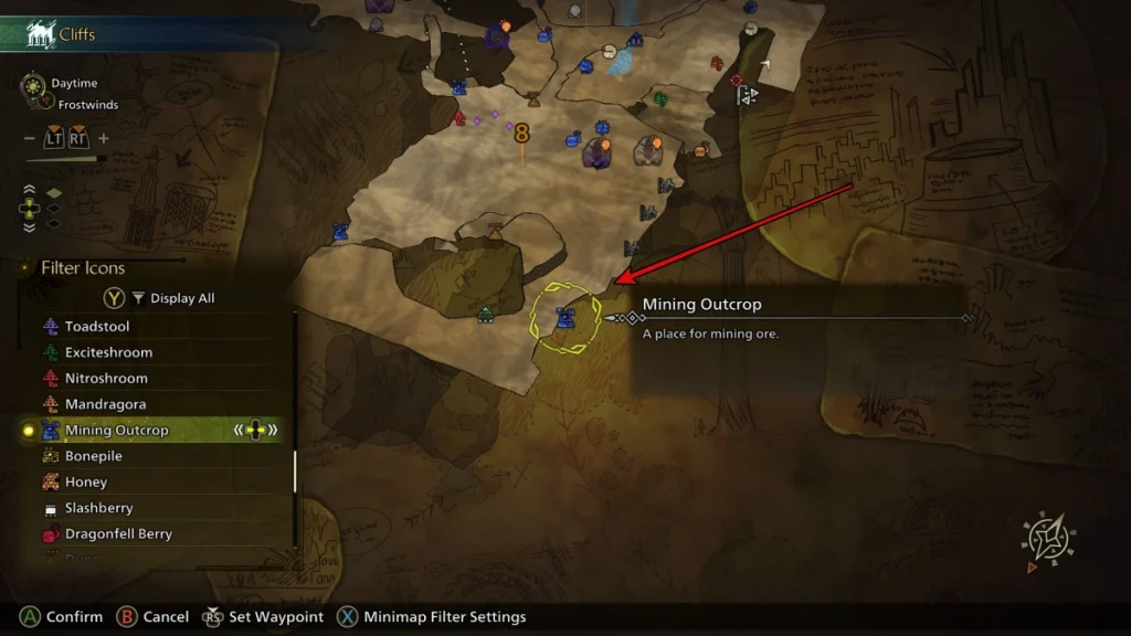 Ubicación del mineral de Gracium en Monster Hunter Wilds