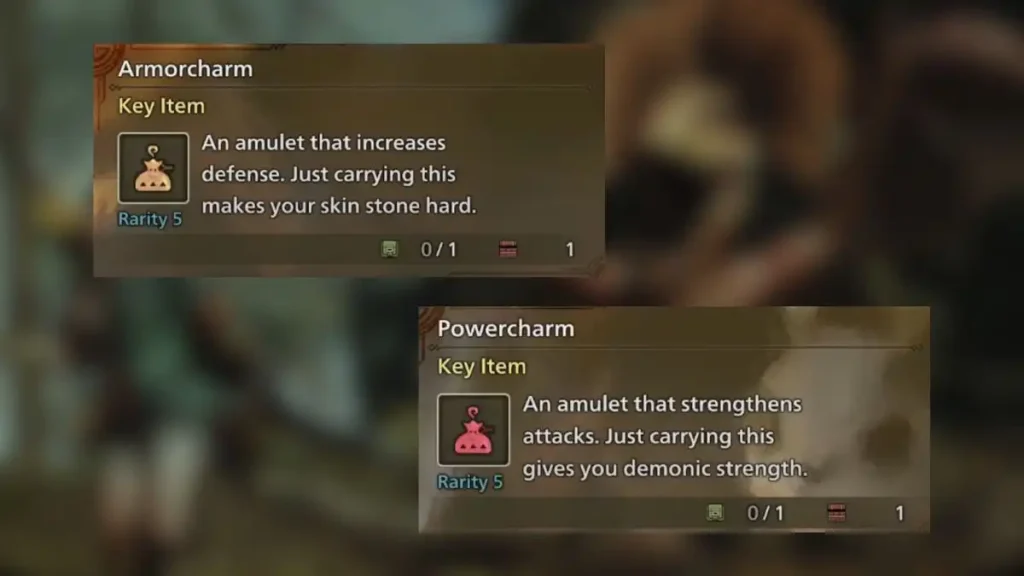 ArmorCharm y PowerCharm en Monster Hunter Wilds