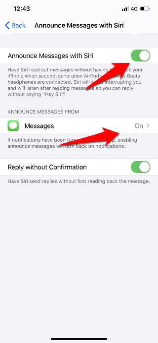 anunciar mensajes con Siri a través de AirPods