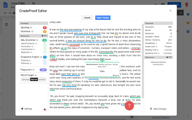 Gradeproof correcto de documento para errores