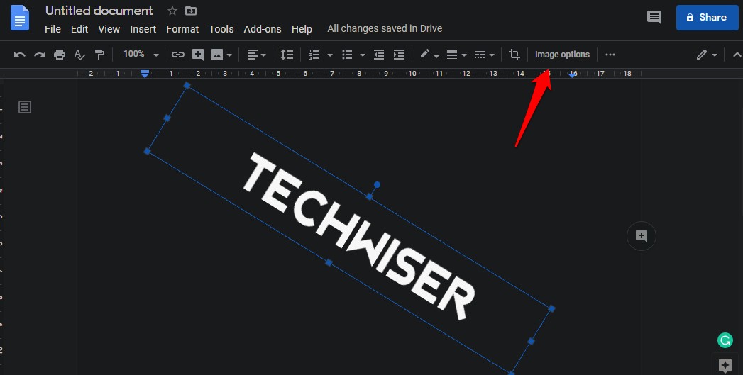 Opción de transparencia en Google Docs