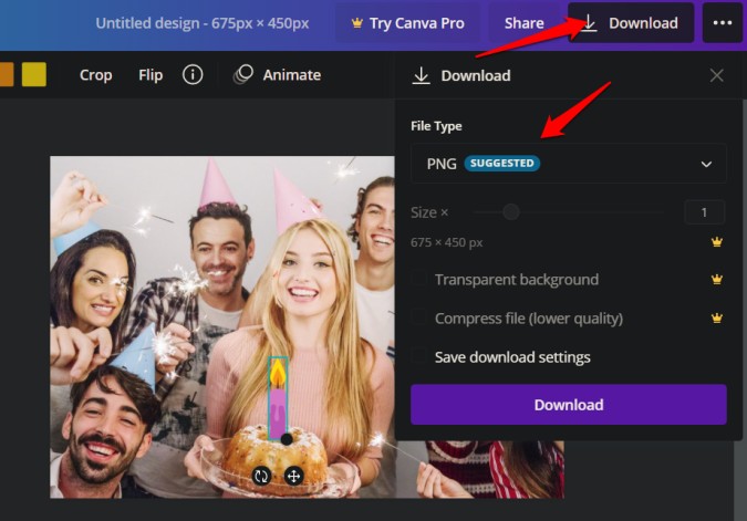 Descargar imagen de Canva después de poner una imagen en otra imagen