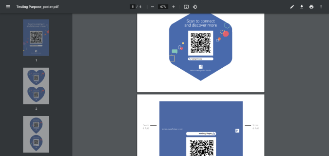 Código QR descargado para la página de Facebook