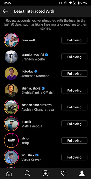 Instagram: menos interactuado con