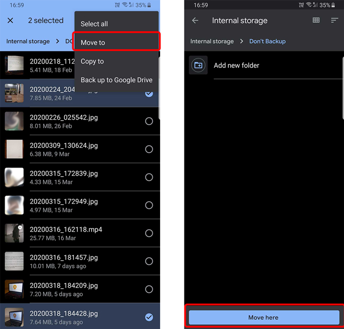 Mover archivo de uno a otro en Android 