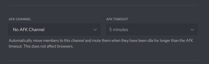 Configuración del canal AFK