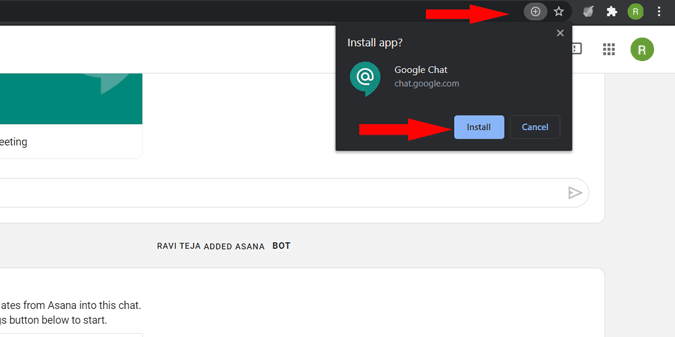 Instalación de la versión PWA de Google Chat