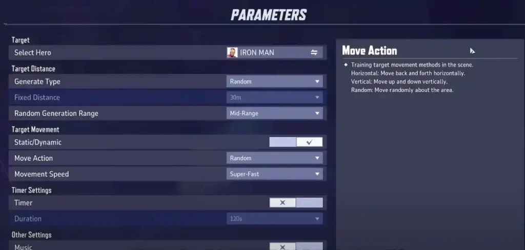 Configuración de práctica cronometrada en rivales de Marvel