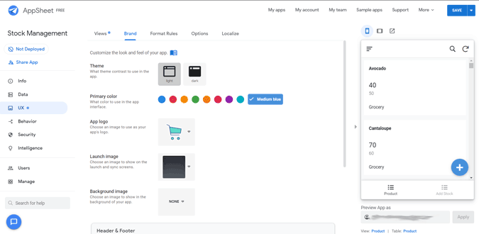 Marca de personalización para temas, colorear y logotipo