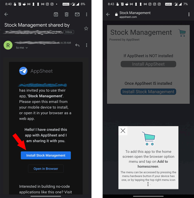 Abrir el correo para instalar la aplicación