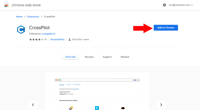 Agregar piloto cruzado a Chrome