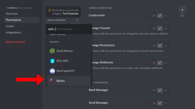 Agregar rythm a la configuración del canal