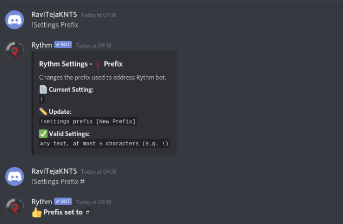 Cambiar el prefijo para rythm en discord