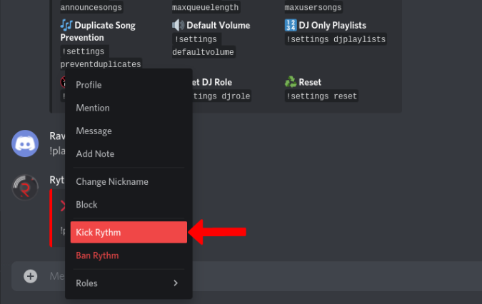 Eliminar el bot de Rhytm del servidor Discord