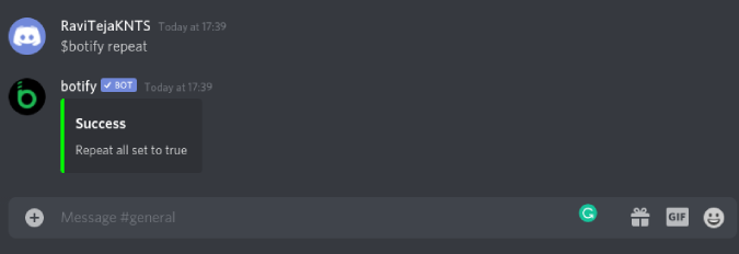 Función Botify Reapeat en Discord