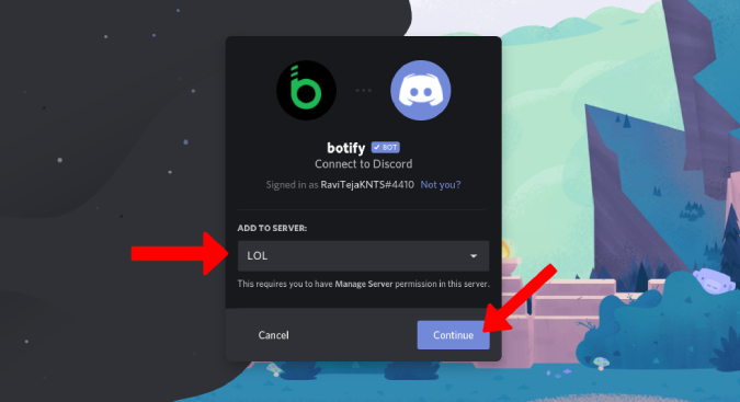 Agregar bot al servidor Discord