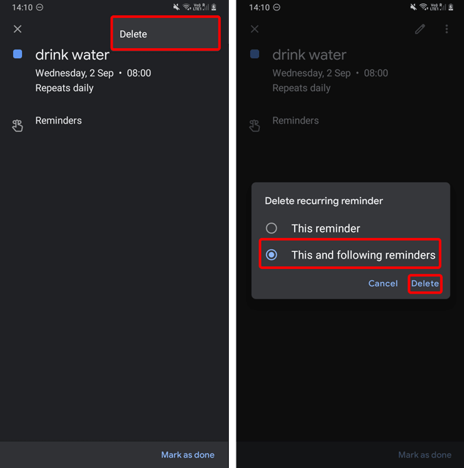 Eliminar y recurrente-remonders-in-google-calendar