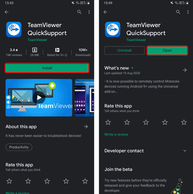 Descargar TeamViewer-Quicksupport-Play-Store
