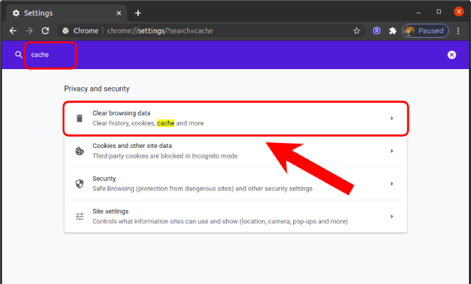 Borrar los datos de navegación en la configuración de Chrome