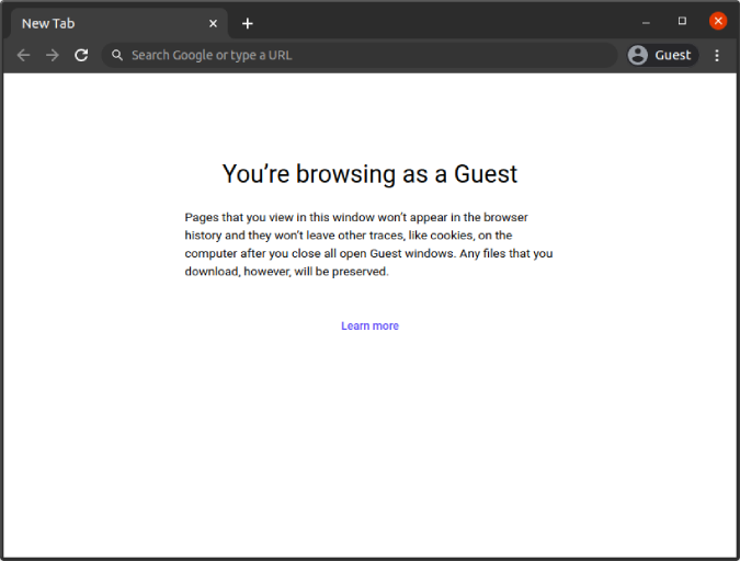 Modo invitado abierto en Google Chrome