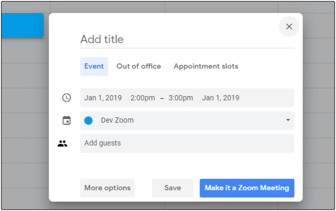 Extensión cromada del planificador de zoom por zoom