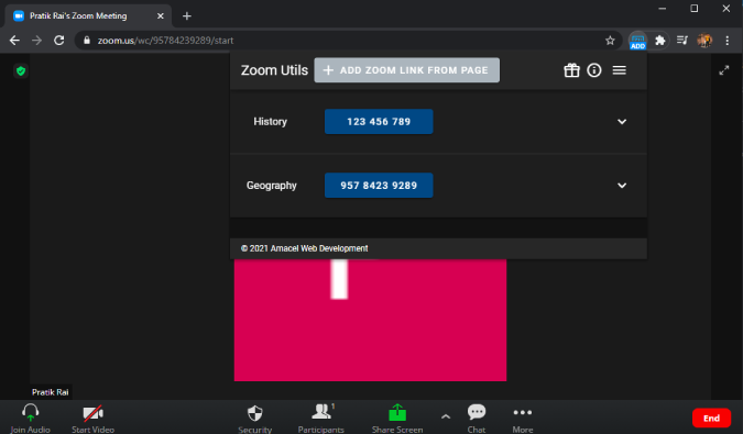 Zoom utiliza la extensión de Chrome que muestra el horario de zoom