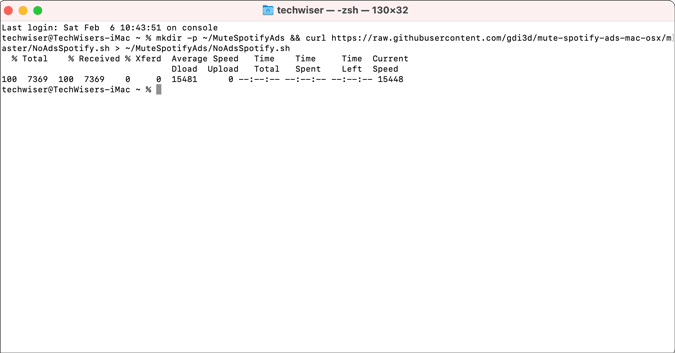 Descargar anuncios de mute Spotify de Terminal Mac