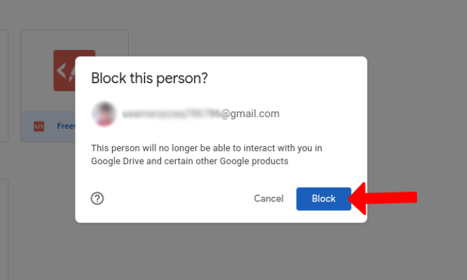 Bloque para confirmar el bloqueo