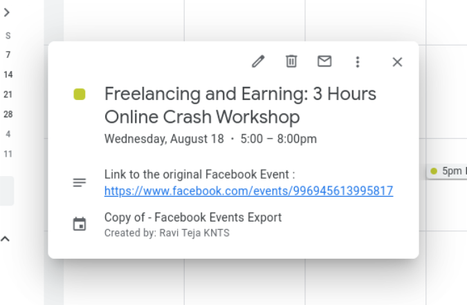 Eventos de Facebook en el calendario de Google