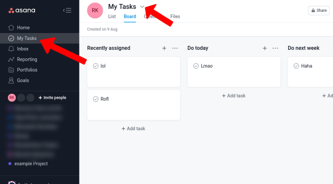 Abriendo mis tareas en Asana 